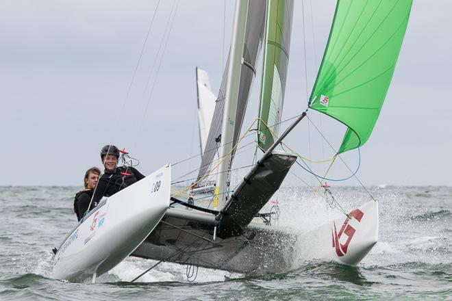 AUS456 is Victorians Lauchie Hughes and Harrison Rietman having an absolute ball. They are in 11th place overall. - Pinkster Gin 2017 F18 Australian Championship ©  Alex McKinnon Photography http://www.alexmckinnonphotography.com